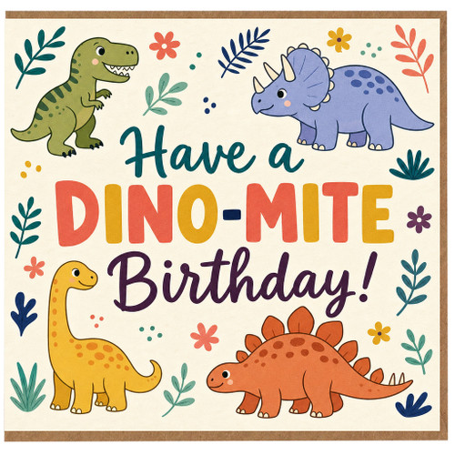 Birthday Card, Cute Kids Birthday Card, Have a DINO - MITE Birthday