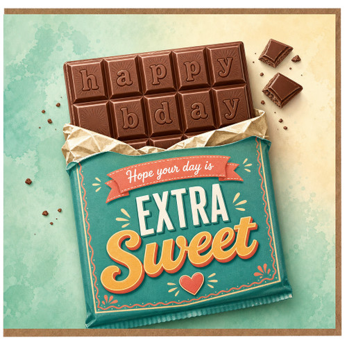 Birthday Card, Extra Sweet Happy Bday Chocolate Bar Design