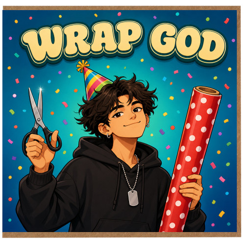 Birthday Card, Wrap God Funny Card