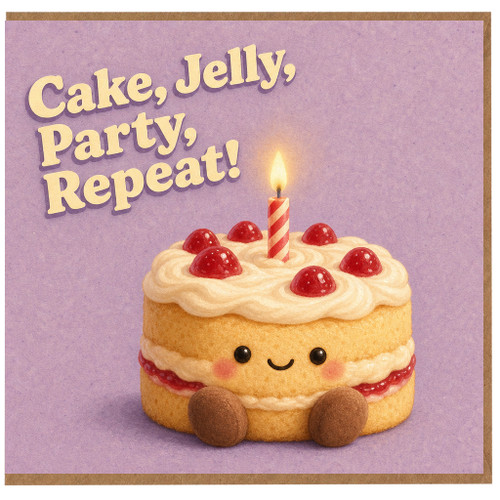 Birthday Card, Cake Jelly Party Repeat Greeting Card