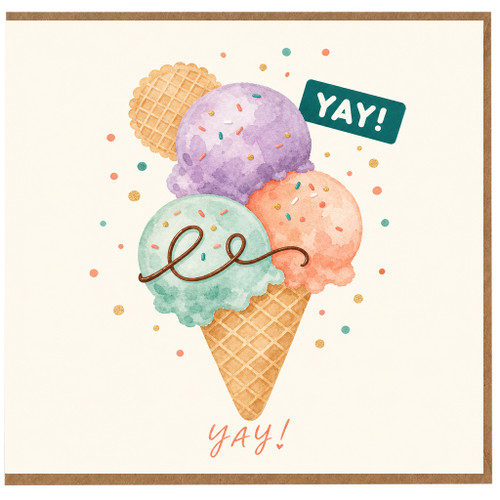 Birthday Card, Ice Cream Yay Celebration Card