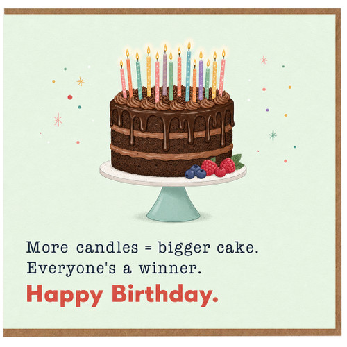 Birthday Card, More Candles Bigger Cake Happy Birthday Card