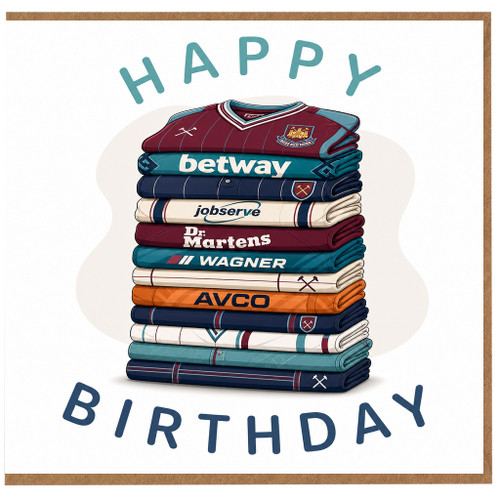 Birthday Card, Football Shirt Stack Happy Birthday Card