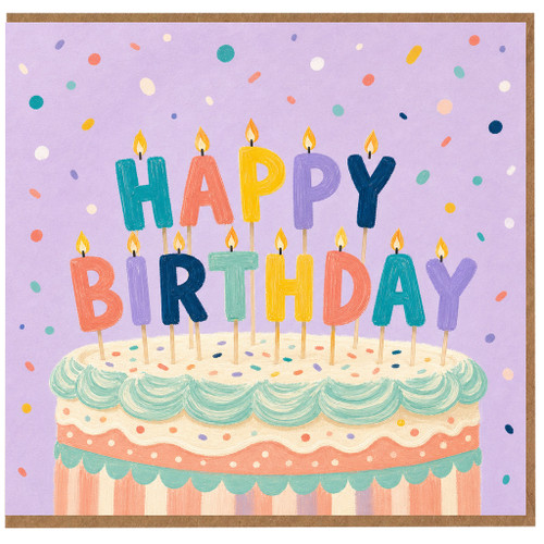Birthday Card, Colourful Cake Candle Design