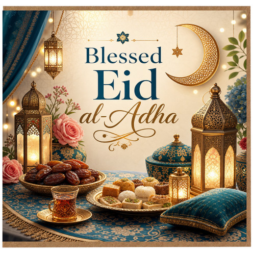 Birthday Card, Blessed Eid Greeting Card
