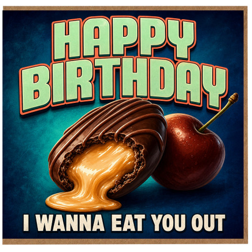 Birthday Card, Cheeky Happy Birthday Card with Chocolate Dessert Design