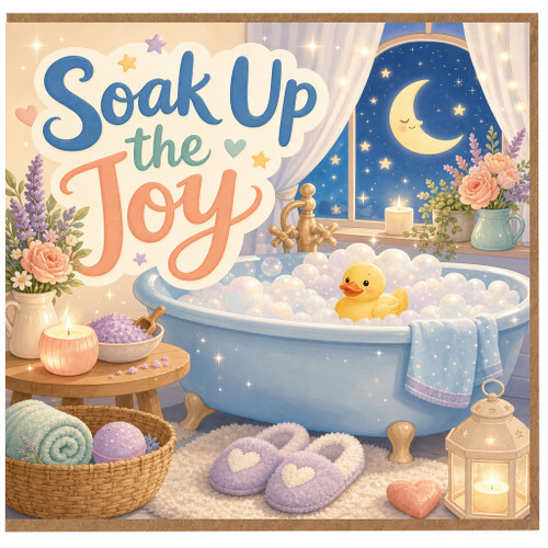 Birthday Card, Soak Up the Joy Bath Time Design