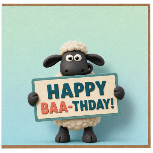 Birthday Card, Cute Sheep Happy Baa - thday Card