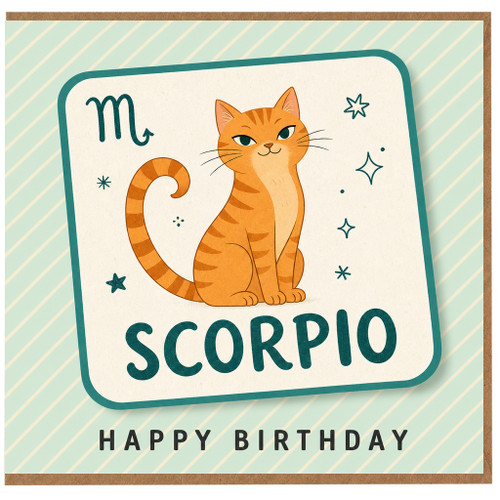 Birthday Card, Zodiac Cat Happy Birthday Card