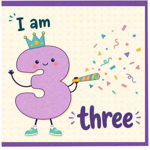 3rd Birthday Card, Cute I Am Three Card