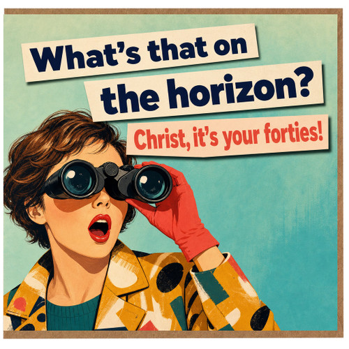 40th Birthday Card, Funny Retro Binoculars Design