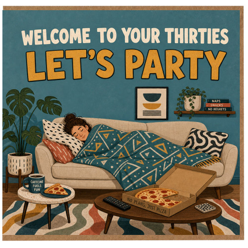 30th Birthday Card, Welcome to Your Thirties Let's Party Humorous Birthday Card