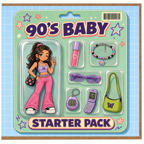 Birthday Card, 90s Baby Starter Pack Card