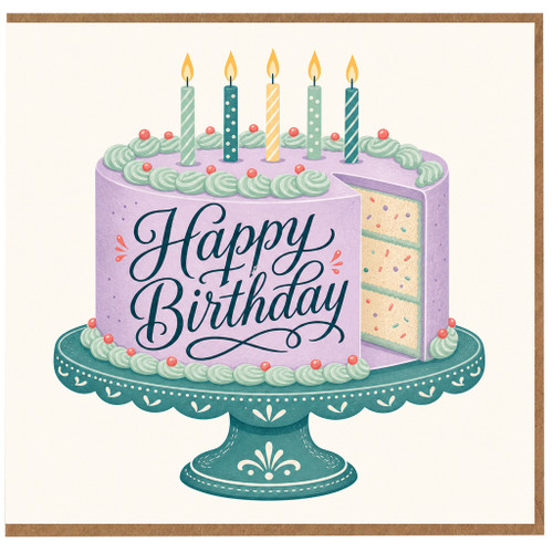 Birthday Card, Pastel Cake and Candles Greeting Card