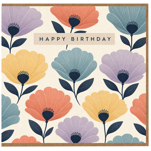 Birthday Card, Floral Pattern Birthday Greeting Card