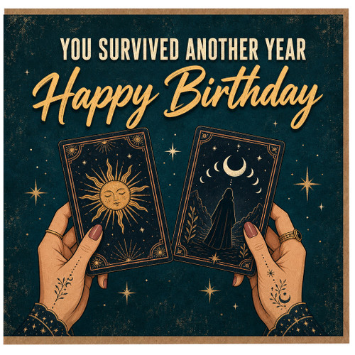 Birthday Card, You Survived Another Year Happy Birthday Tarot Style Card