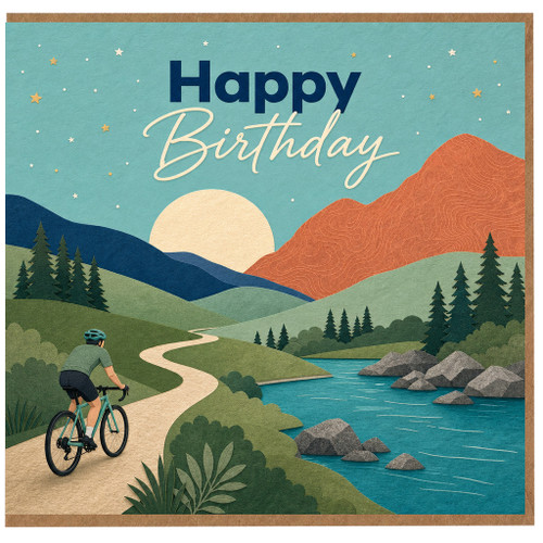 Birthday Card, Scenic Mountain Cyclist Birthday Card