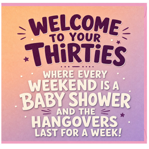 30th Birthday Card, Welcome to Your Thirties Funny Birthday Card