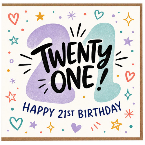 21st Birthday Card, Happy 21st Birthday Card, Twenty One Birthday Card