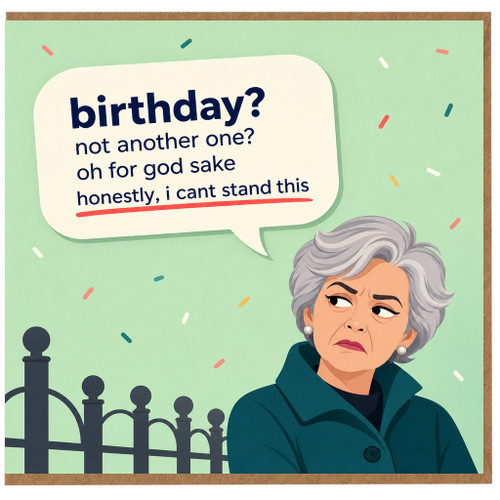 Birthday Card, Grumpy Older Woman Humour Card
