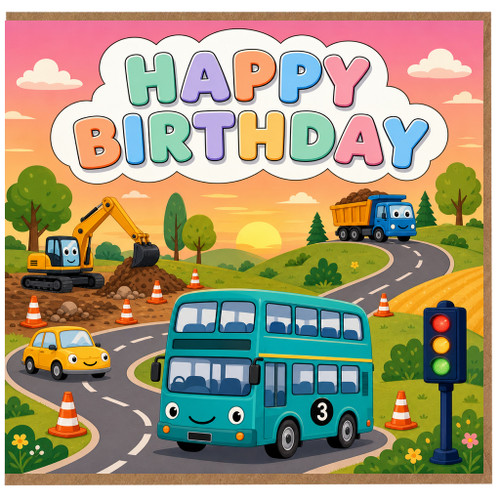 Birthday Card, Transport Vehicles Birthday Card