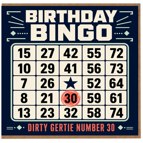 30th Birthday Card, 30th Birthday Bingo Card