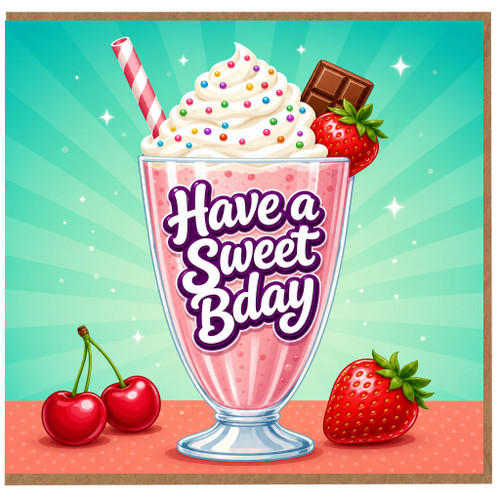 Birthday Card, Have a Sweet Bday Dessert Milkshake Greeting Card