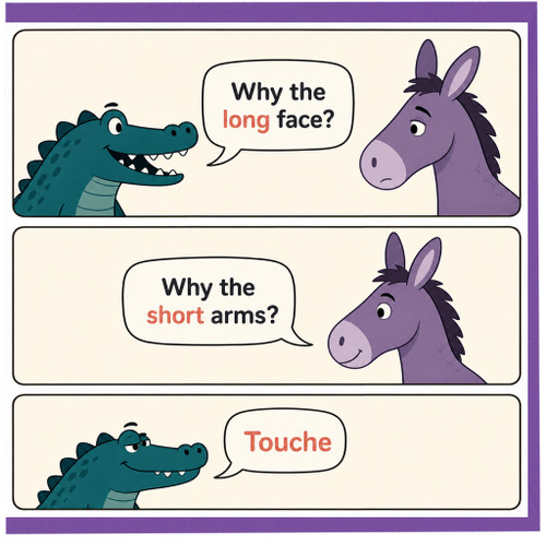 Birthday Card, Crocodile and Donkey Joke Greeting Card