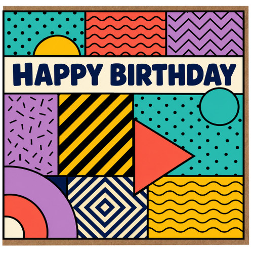 Birthday Card, Retro Geometric Birthday Card