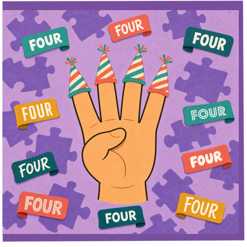 4th Birthday Card, Four Years Old Birthday Card