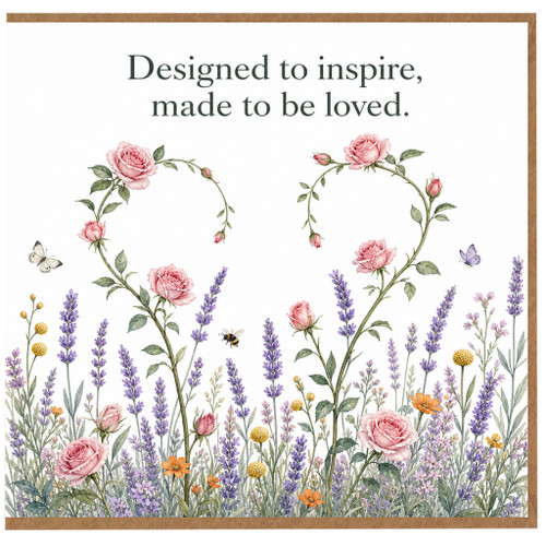 Birthday Card, Floral Heart Design with Roses and Butterflies