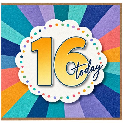 16th Birthday Card, Colourful 16 Today Card