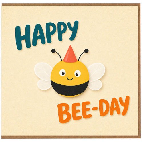 Birthday Card, Happy Bee - Day Cute Bee Card