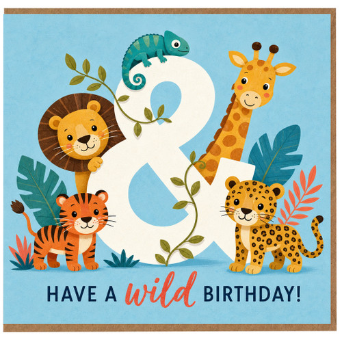 2nd Birthday Card, Have a Wild Birthday Jungle Animals
