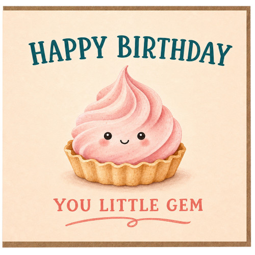 Birthday Card, You Little Gem Cute Cupcake Design