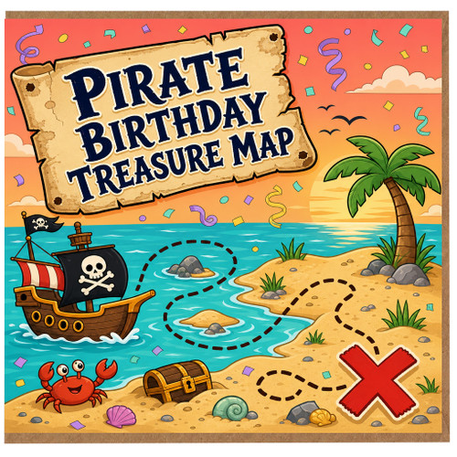 Birthday Card, Treasure Map Birthday Card