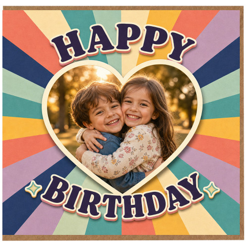 Birthday Card, Happy Birthday Card with Smiling Children Hugging