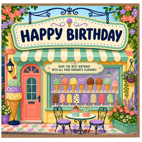 Birthday Card, Ice Cream Shop Birthday Card