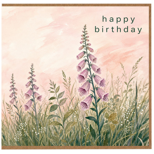 Birthday Card, Floral Foxglove Birthday Card