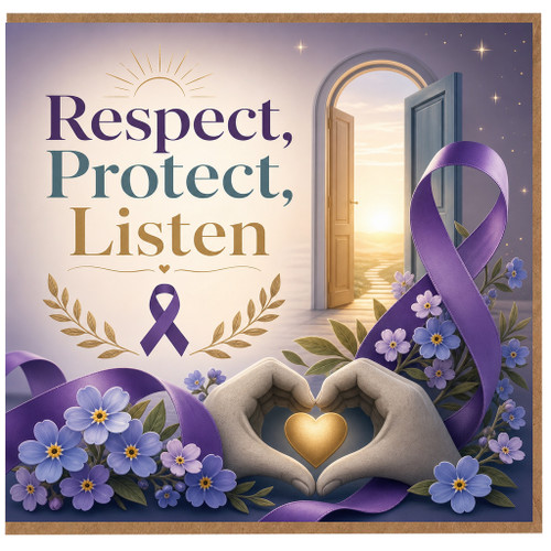 Birthday Card, Respect Protect Listen Support Card