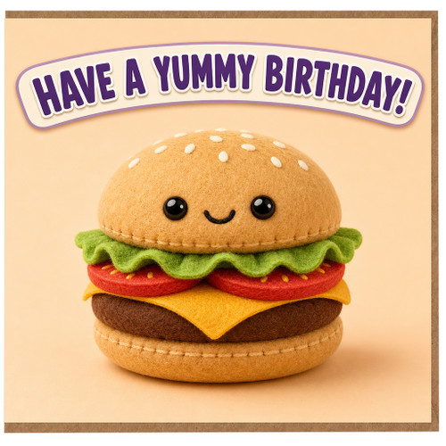 Birthday Card, Have a Yummy Birthday Cute Hamburger Design