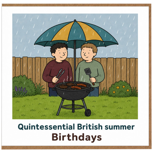 Birthday Card, Quintessential Funny BBQ in the Rain Birthday Card
