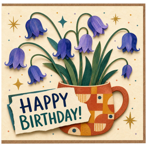 Birthday Card, Happy Birthday Floral Mug Design Card