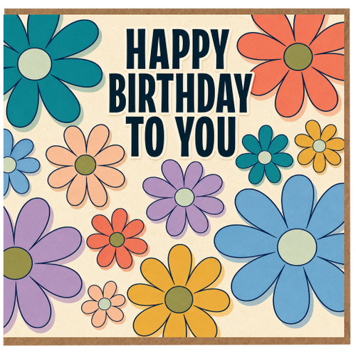 Birthday Card, Colourful Floral Birthday Card