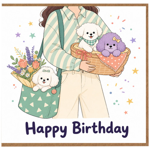 Birthday Card, Cute Poodle na Birthday Card