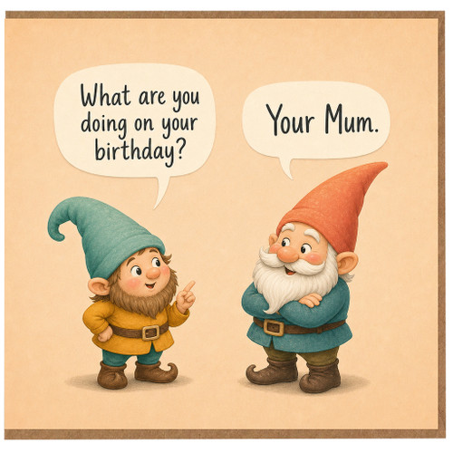 Birthday Card, Funny Gnome Birthday Card for na