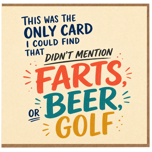 Birthday Card, Funny Farts Beer or Golf Card