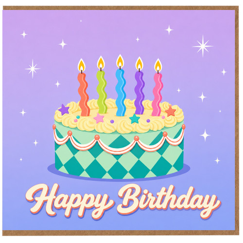Birthday Card, Colourful Birthday Cake Design