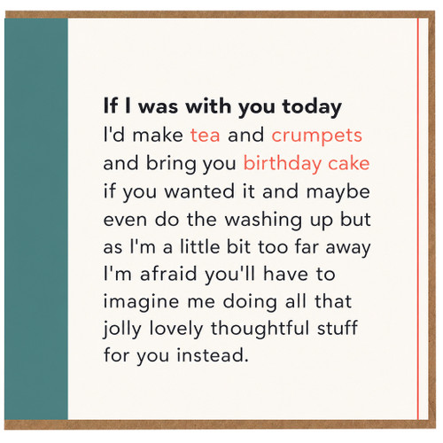 Birthday Card, If I Was With You Today Tea and Crumpets Birthday Card