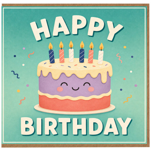 Birthday Card, Cute Happy Birthday Cake Card